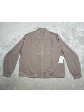 New York Laundry Athleisure Womens Taupe Zip-Up Jacket Size M